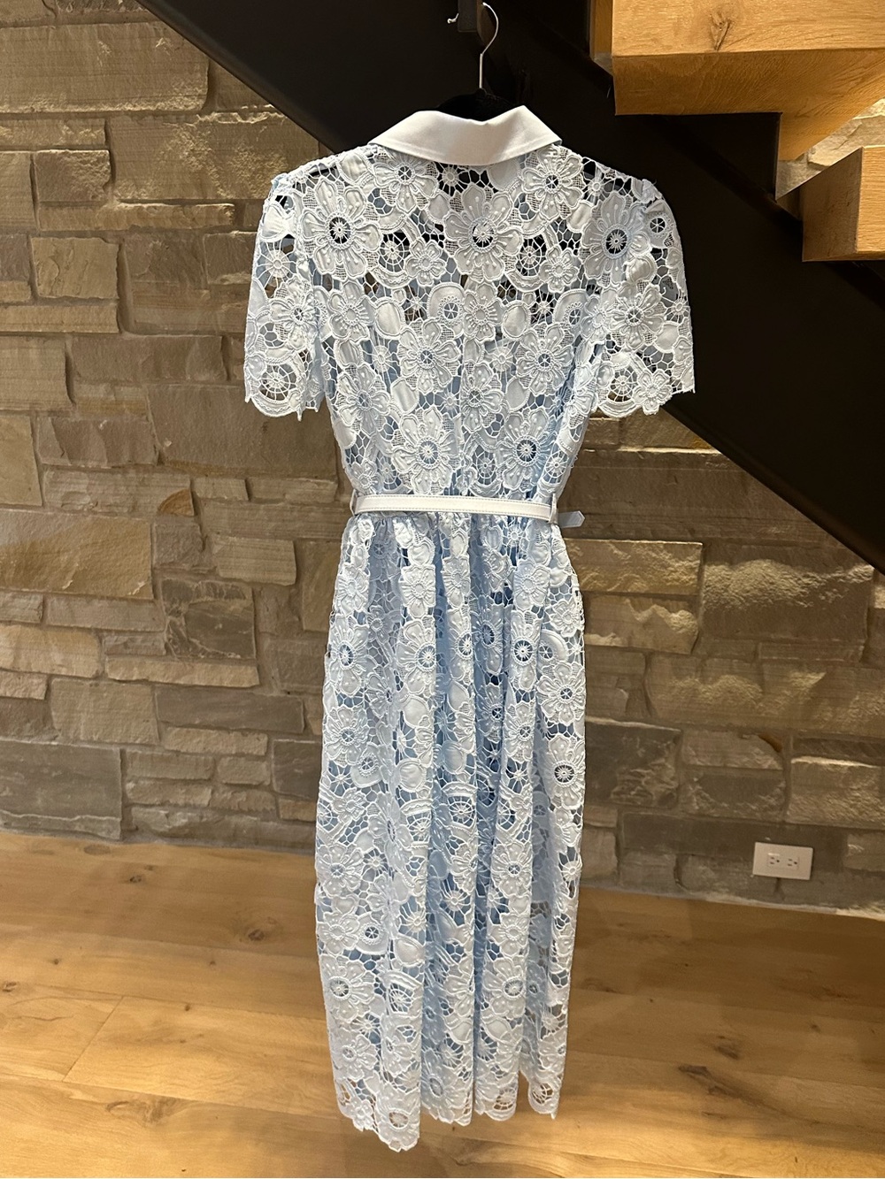 Self- Portrait Blue Lace Midi Dress- Size 4 - Picture 4 of 10